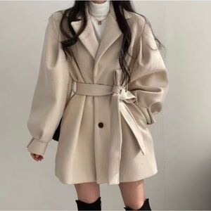 Spring 2026 Parisian Cream Belted Trench Coat | Elegant Oversized Jacket